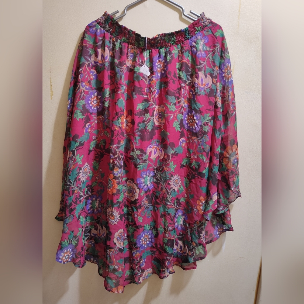 Women's Flowered Tea Length Skirt